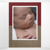 レッドキツネBurlap、5フォトコラージュベビー誕生 三つ折り案内状 (内部中)