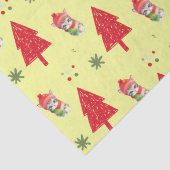 レッドキャットサンタクリスマスツリーシームレスパターン 薄葉紙 (詳細)