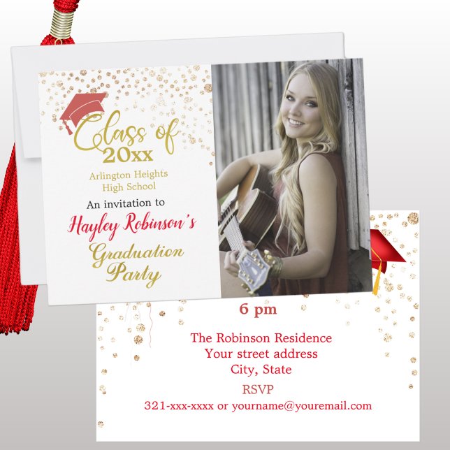 レッドキャップフォト卒業パーティー招待状 (クリエイターアップロード済み)