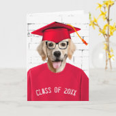 レッドキャップ付きゴールデントリーバー カード (黄色い花)