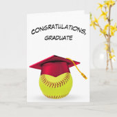 レッドキャップ付ソフトボール卒業 カード (黄色い花)
