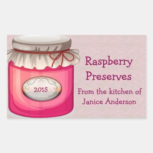 レッドキャニングジャーデザインキャニングラベル 長方形シール (正面)