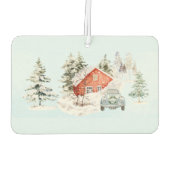 レッドキャビンヴィンテージカー雪のシーン カーエアーフレッシュナー (裏面)