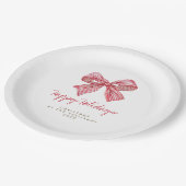 レッドキャンディストライプーボーパーソナライズされたホリデーパーティー ペーパープレート (アングル)