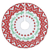 レッドキャンディハート ブラッシュドポリエステルツリースカート (正面)