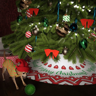 レッドキャンディハート ブラッシュドポリエステルツリースカート