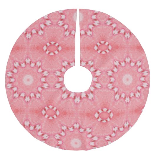 レッドキャンディーケイン万華鏡のように千変万化するパターンクリスマスツリースカート ブラッシュドポリエステルツリースカート (正面)