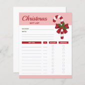 レッドキャンディーケーン&ボウ – クリスマスギフトリストの計画 (正面/裏面)
