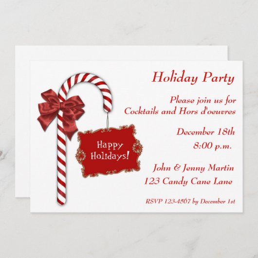 レッドキャンディーサトウキビ招待状 招待状 (正面/裏面)