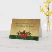 レッドキャンドルクリスマスカード カード (黄色い花)