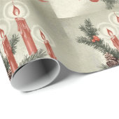 レッドキャンドルヴィンテージクリスマスカスタム ラッピングペーパー (ロールコーナー)