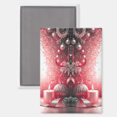 レッドキャンドル装飾クリスマスホリデーマグネット マグネット (正面/裏面)