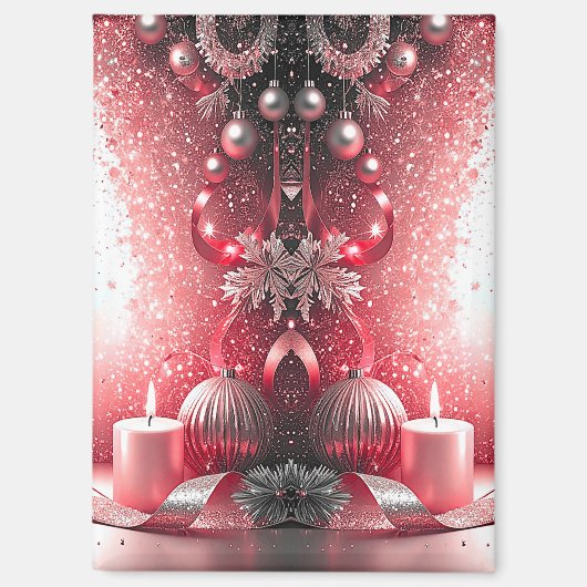 レッドキャンドル装飾クリスマスホリデーマグネット マグネット (正面)