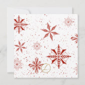 レッドキャンバスクリスマスカードに白い雪 招待状 (裏面)