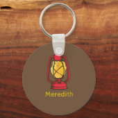 レッドキャンピングランタンパーソナライズされたキーチェーン キーホルダー (正面)