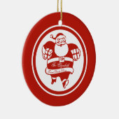 レッドキュイおもしろいーサンタクロース名前をカスタムするまたは文字 セラミックオーナメント (右)