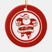 レッドキュイおもしろいーサンタクロース名前をカスタムするまたは文字 セラミックオーナメント (正面)