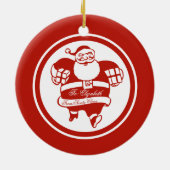 レッドキュイおもしろいーサンタクロース名前をカスタムするまたは文字 セラミックオーナメント (裏面)