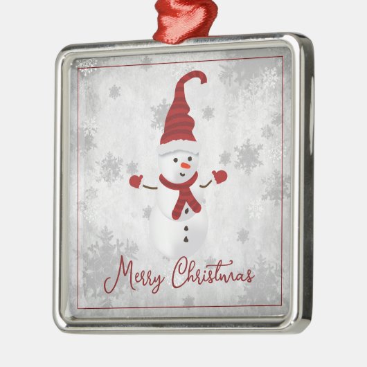 レッドキュート雪だるまホリデーオーナメント メタルオーナメント (左)