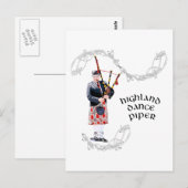 レッドキルトのバグパイププレーヤー ポストカード (正面/裏面)
