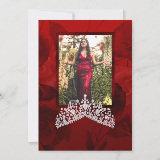 レッドキンセアニェラダイヤモンドジェムストーンティアラ招待状 招待状 (正面)