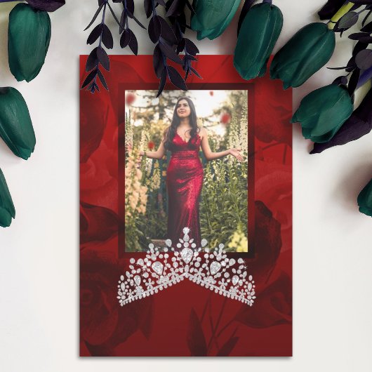 レッドキンセアニェラダイヤモンドジェムストーンティアラ招待状 招待状