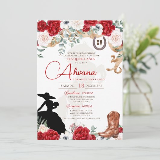 レッドキンセアニェラバラアネモネファンシーチャラ/女性のカーボーイ 招待状 (スタンド正面)