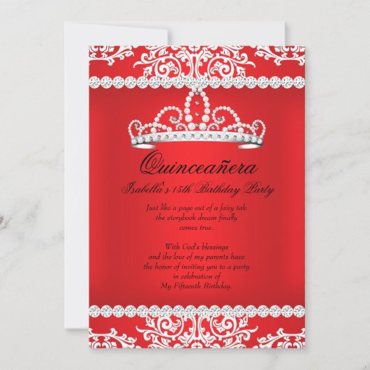 レッドキンセアニェラ15thバースデーパーティティアラ 招待状 (正面)