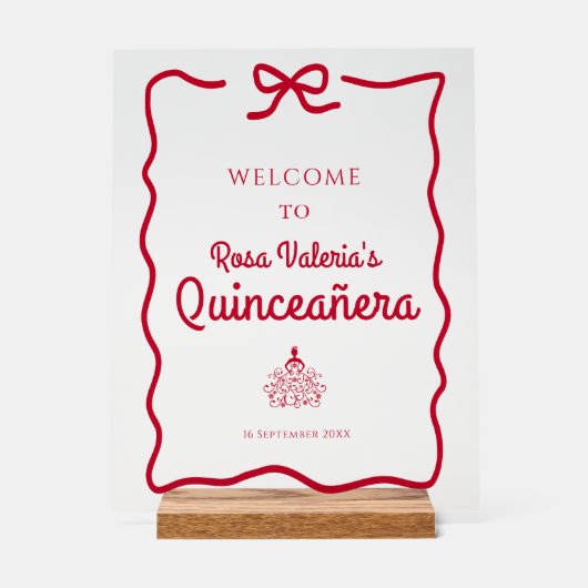 レッドキンセアニラウェルカムテーブル アクリルサイン (正面)