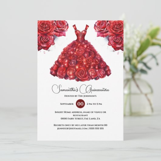 レッドキンセアニラエレガントバラ花15日 招待状 (スタンド正面)