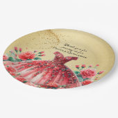 レッドキンセアニラドレス金ゴールドバラカスタム ペーパープレート (アングル)