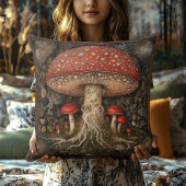 レッドキ素朴ッシュルームボタニカルコテージコアフェスティバル クッション