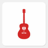 レッドギターステッカー – ミュージックラバーアコースティックエレクトリック スクエアシール (正面)