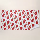 レッドギターパターン ビーチタオル (正面)