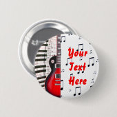 レッドギターピアノの鍵とノート 缶バッジ (正面&裏面)