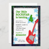 レッドギターボーイロックスター誕生日 招待状 (正面/裏面)