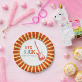 レッドギターロックアンドロールロックスター誕生日 ペーパープレート (パーティー)