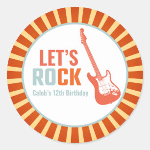 レッドギターロックアンドロールロックスター誕生日 ラウンドシール
