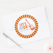 レッドギターロックアンドロールロックスター誕生日 ラウンドシール (封筒)