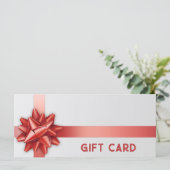 レッドギフトボウサテンリボントレンディーホワイトギフトカード (スタンド正面)