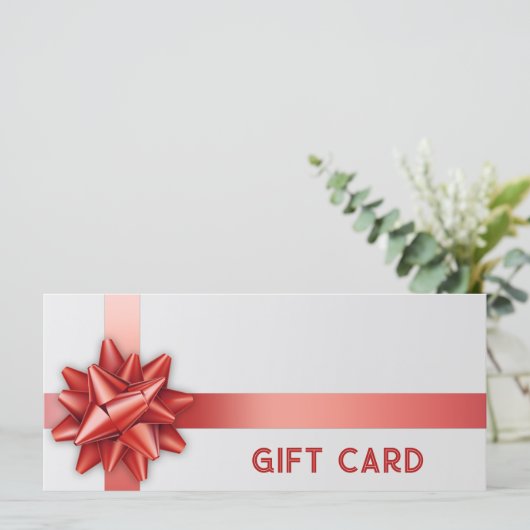 レッドギフトボウサテンリボントレンディーホワイトギフトカード (スタンド正面)