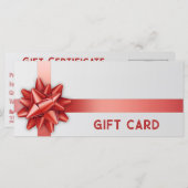 レッドギフトボウサテンリボントレンディーホワイトギフトカード (正面/裏面)