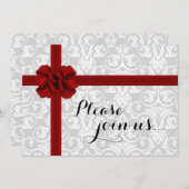 レッドギフトボウホリデーパーティー招待状 招待状 (正面/裏面)