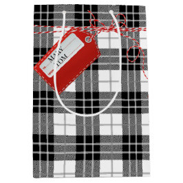 レッドギフトラベルオンタータンチェック格子状中抱き枕 ミディアムペーパーバッグ