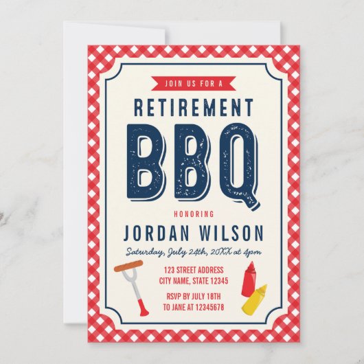 レッドギンガムとブルーリタイアメントパーティーBBQ 招待状 (正面)