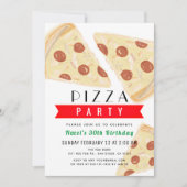 レッドギンガムアダルトピザパーティー誕生日 招待状 (正面)