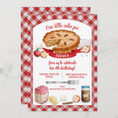 レッドギンガムアップルかわいこちゃんパイ誕生日パーティー 招待状 (正面/裏面)
