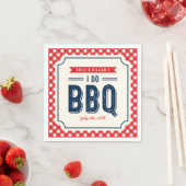 レッドギンガムアンドブルー婚約パーティI do BBQ スタンダードカクテルナプキン (インサイチュ)