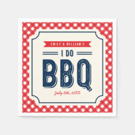 レッドギンガムアンドブルー婚約パーティI do BBQ スタンダードカクテルナプキン