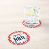 レッドギンガムアンドブルー7月4日BBQ ラウンドペーパーコースター (インサイチュ)